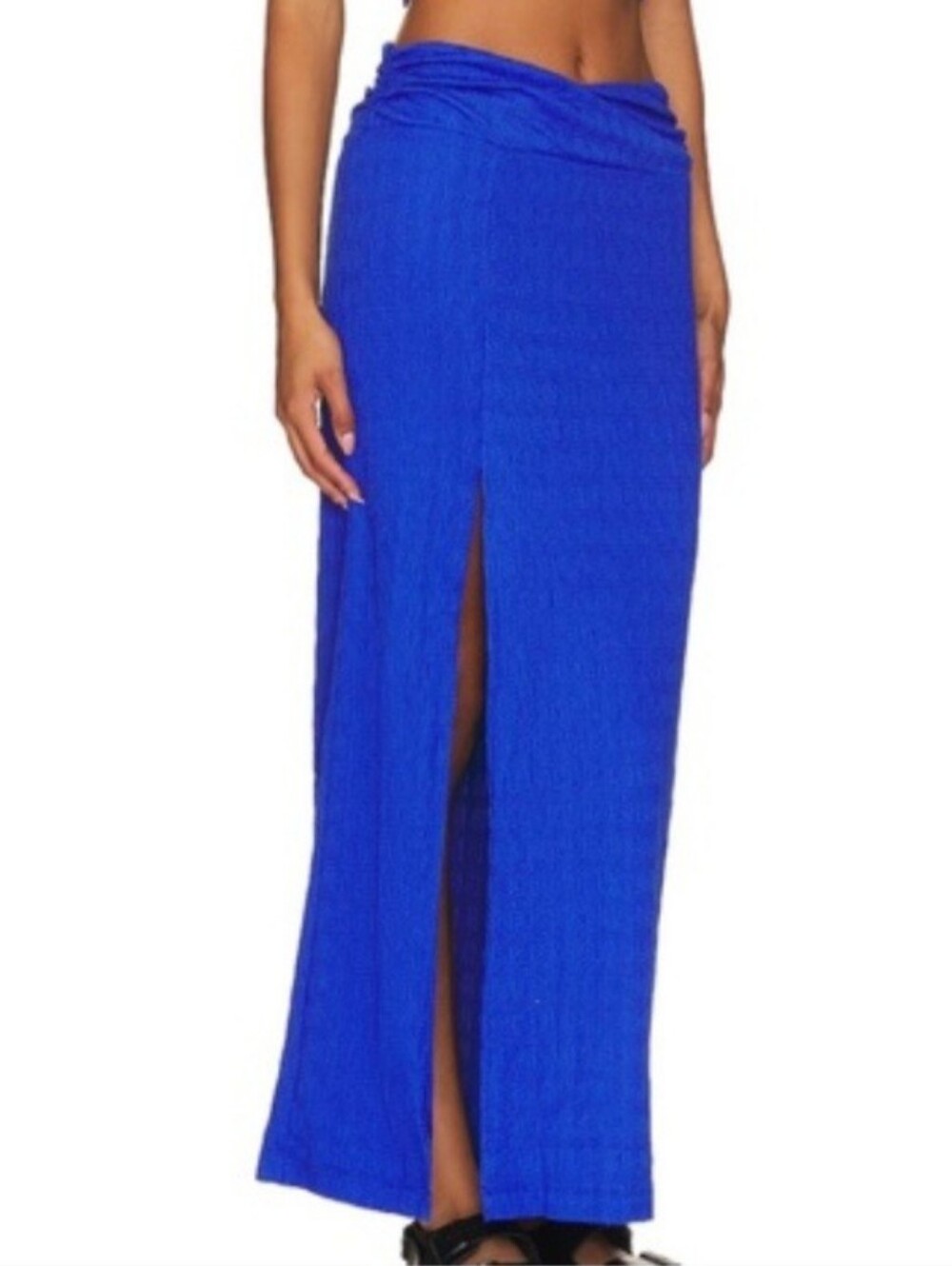 Free People Tovah Slit Front Maxi Skirt In Blue